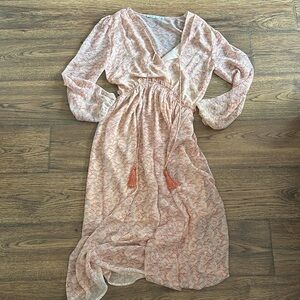 Pink boho maxi dress